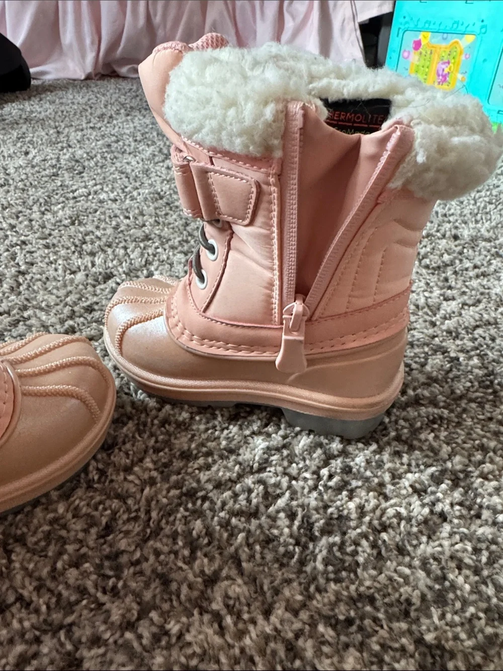 Cat & Jack Pink Faux-Fur Lined Girls' Snow Boots